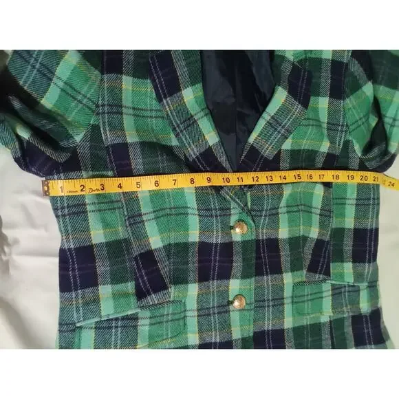 Talbot's Classic Shetland Aspen Plaid Wool Blend Multi Color Blazer Size 16 - Picture 7 of 13